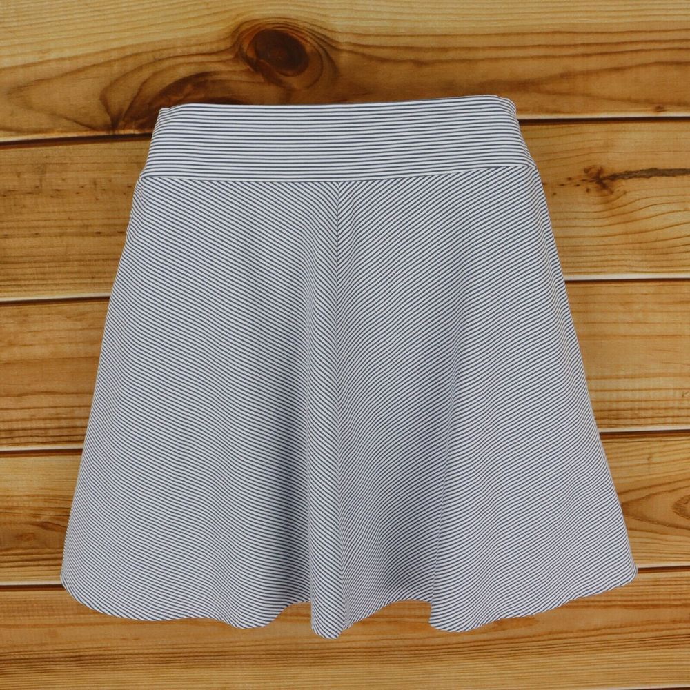 Ann Taylor Skirt Lined Knee Length A-Line Womens 6P White Gray Stripes NWT $98‎